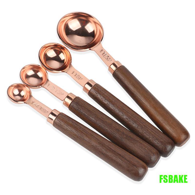 fsbake-ช้อนตวง-ด้ามจับไม้วอลนัท-ทองแดง-สําหรับทําเบเกอรี่-4-ชิ้น-kcb