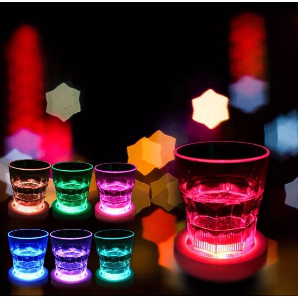 ที่รองแก้วมีไฟ-ที่วางแก้วเรืองแสง-led-เรืองแสง-มี2แสง-พร้อมส่ง