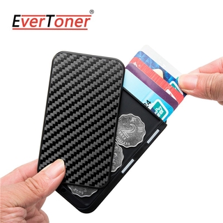 Evertoner กระเป๋าสตางค์ คาร์บอนไฟเบอร์ ทรงสลิม ใส่บัตรเครดิตได้ สําหรับผู้ชาย