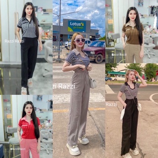 ราคาและรีวิวcrop..shop เสื้อคอปก + กางเกงขายาว (มี2งาน) งานน่ารักมาก ผ้าดีใส่สบาย ดีไซน์เก๊ๆ ดูมินิมอลสุดๆจ้า