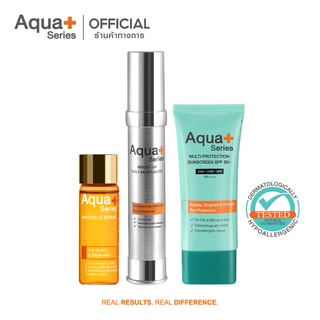 [AQUA11 ลด 130.-] AquaPlus Enriched-C Serum 15 ml. &amp; Bright-Up 30 ml. &amp; Sunscreen 50 ml.