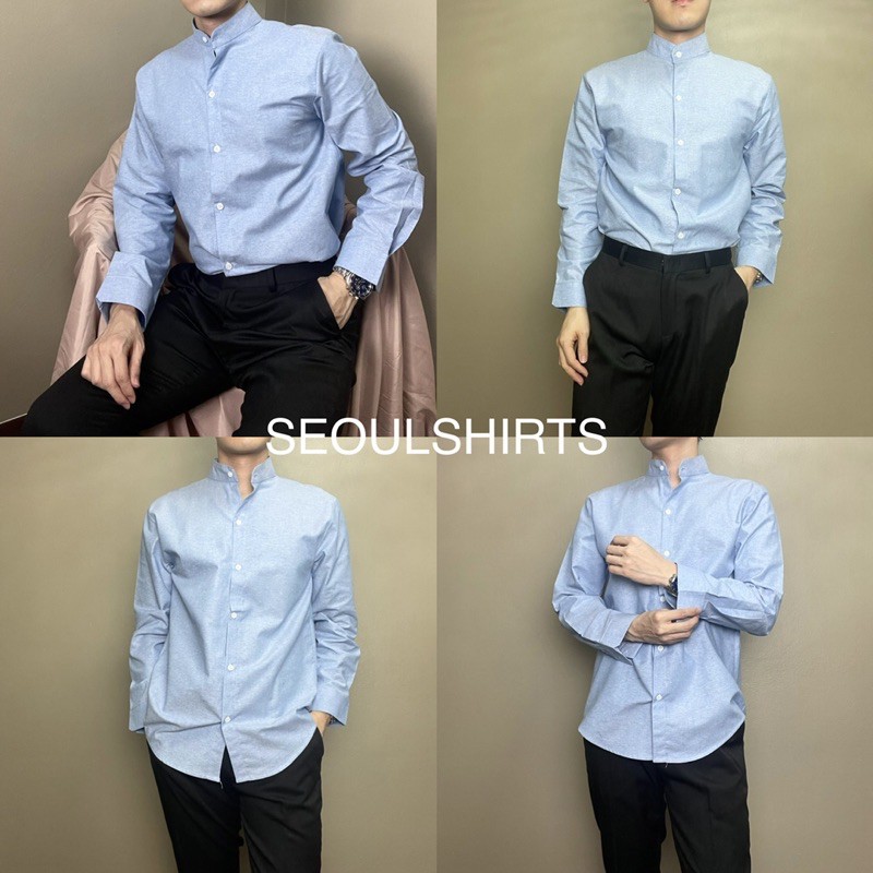 ภาพสินค้าS7: พร้อมส่ง เสื้อเชิ้ตคอจีนแขนยาว ทรงเกาหลี 4สี มีไซซ์ ผ้า OXFORD ผ้าดีหนาไม่บาง ใส่สบาย ปกคอตั้งสูงโมเดิร์น เชิ้ตทำงาน จากร้าน seoulshirts_official บน Shopee ภาพที่ 2