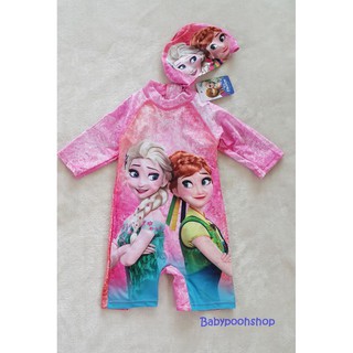 ชุดว่ายน้ำเด็ก บอดี้สูท ลาย Frozen สีชมพู