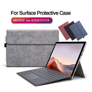 เคสแท็บเล็ตหนัง PU แบบฝาพับ พร้อมช่องใส่บัตร และขาตั้ง สําหรับ Microsoft Surface Pro 9 8 7 7Plus 6 5 4 X Surface Go 1 2 3