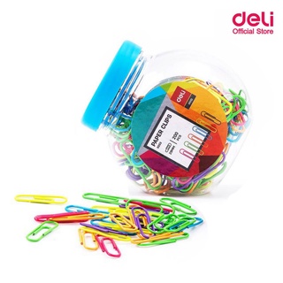 ลวดเสียบกระดาษ Deli 0053 Paper Clip คละสี ลวด ขนาด 29 mm (200ชิ้น/กระปุก) อุปกรณ์สำนักงาน เครื่องเขียน ลวดเสียบ คลิปหนีบ