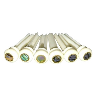 หมุดพิน กระดูกแท้สำหรับกีตาร์โปร่ง  Bone Bridge Pins with Green Abalone Dot &amp; Brass Circle 5.3 mm