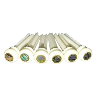 หมุดพิน กระดูกแท้สำหรับกีตาร์โปร่ง  Bone Bridge Pins with Green Abalone Dot & Brass Circle 5.3 mm