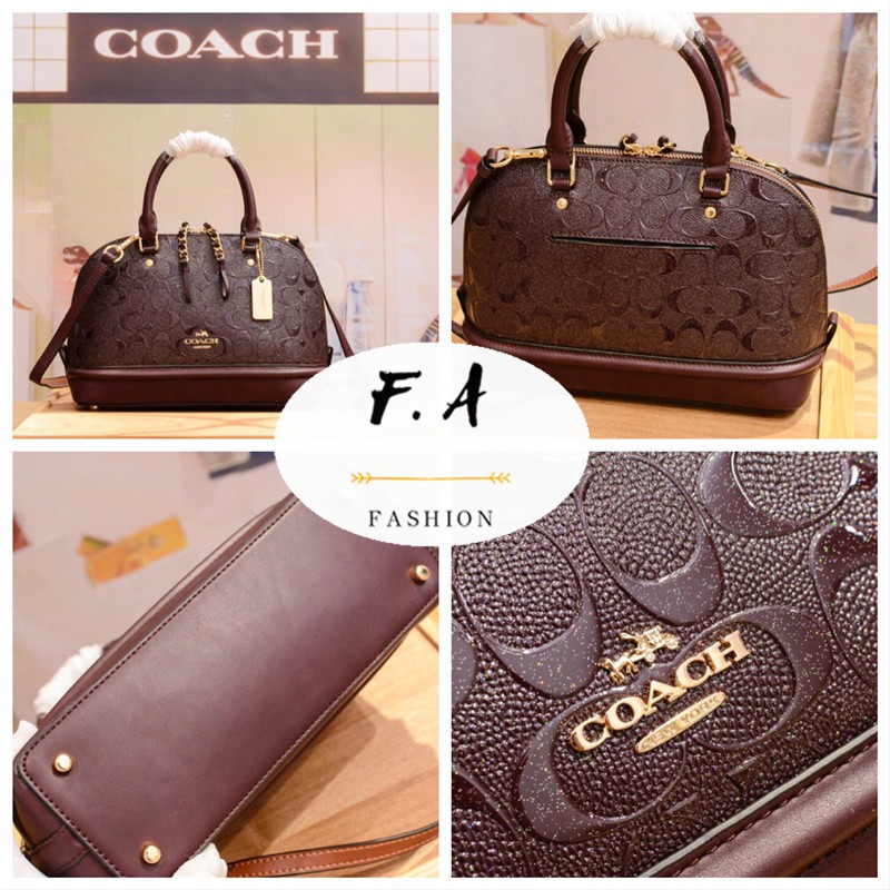 f-a-ของแท้-100-coach-55450-กระเป๋าสะพายข้างผู้หญิง-ladies-small-handbag-patent-embossed-leather-shell-bag-handbag