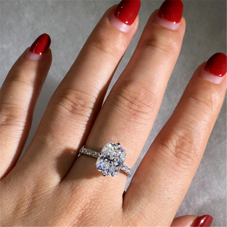 แหวนแต่งงานผู้หญิงแหวนเงินแท้ 925 5 ct square aaaa cz