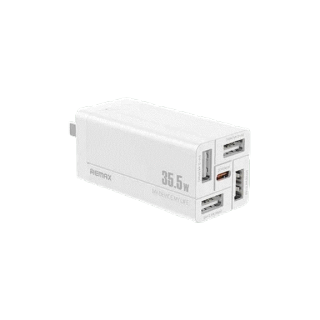 Remax USB Charger 5U,35.5W RP-U66 White - อะแดปเตอร์ชาร์จไฟรองรับการรีชาร์จผ่านพอร์ต USB และ type-c หัวชาร์จโทรศัพท์