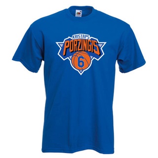 เสื้อยืดโอเวอร์ไซส์เสื้อยืด พิมพ์ลายกราฟฟิค โลโก้ Kristaps Porzingis New York Knicks สไตล์ยุโรป เรโทรS-3XL