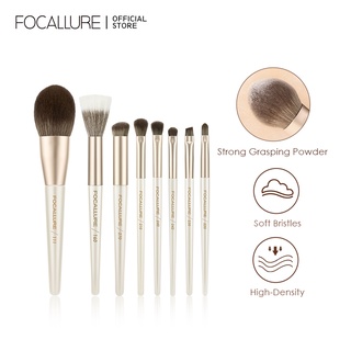 FOCALLURE  8Pcs Makeup Brush Set Multi Function Eyeshadow Brush Angled Brow Brush Precision Brush Professional Makeup Tool