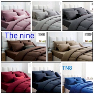 ชุดผ้าปูที่นอน+นวม 6ฟุต ยี่ห้อ The nine By Sweet Dreams สีพื้น