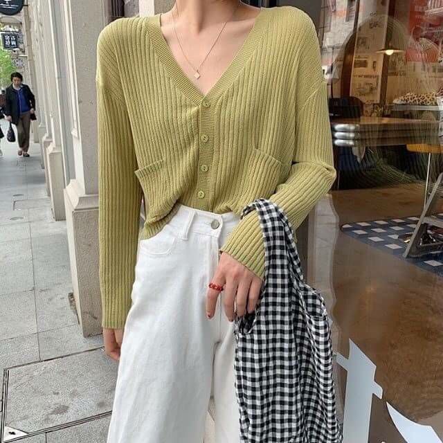 เสื้อทรงคาดิแกนกระดุมหน้า-ผ้าทอบาง