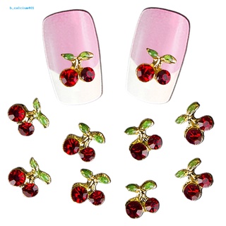 Farfi  10 Pcs Shiny 3D Cherry Shape Nail Art Rhinestone Studs Glitters Charms Lay Gifts