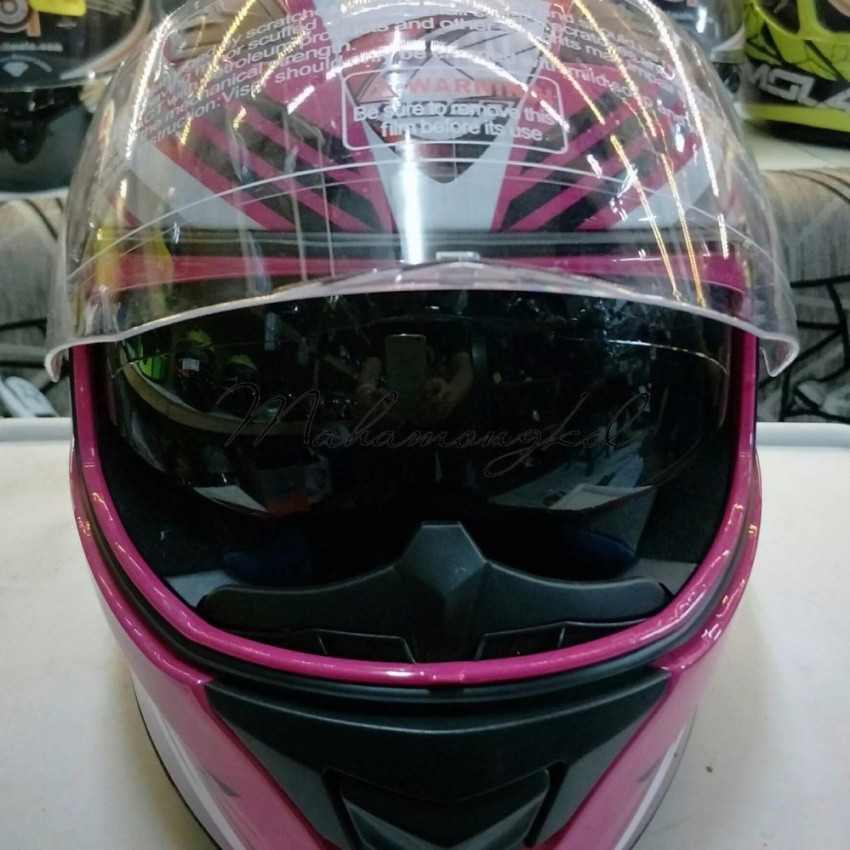 หมวกกันน็อค RIDER VIPER แว่น 2 ชั้น NO.2 สีชมพู ขาว ดำ Size L | Shopee ...