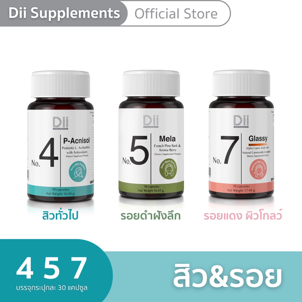 ภาพหน้าปกสินค้าDii เซต สิวผิวรอย (30 แคปซูล) จำนวน 3 กระปุก จากร้าน diisupplements บน Shopee