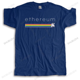 [S-5XL] เสื้อยืดแขนสั้นลําลอง ผ้าฝ้ายแท้ พิมพ์ลายยูนิคอร์น Crypto ETH สําหรับผู้ชาย