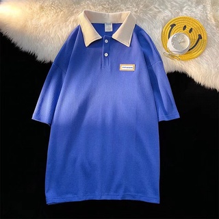 เสื้อโปโลแขนสั้น คอปก ทรงหลวม สีขาว แบบเรียบง่าย แฟชั่นฤดูร้อน สําหรับผู้ชาย