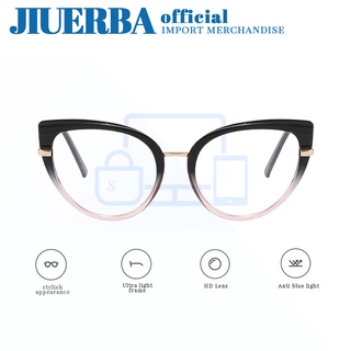 JIUERBA กรอบแว่นตาสายตาสั้น ทรงแคทอาย สไตล์ตะวันตก เรโทร ป้องกันรังสี เปลี่ยนเลนส์ได้ สําหรับผู้หญิง