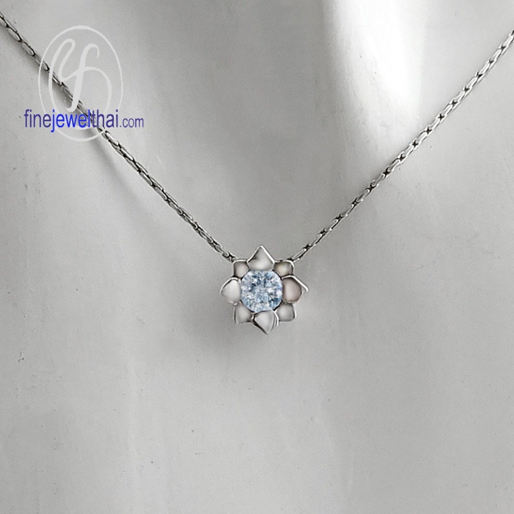 finejewelthai-จี้อะความารีน-อะความารีน-จี้พลอย-พลอยประจำเดือนเกิด-aquamarine-silver-pendant-birthstone-p1058aq00e