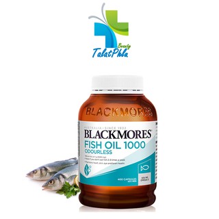 สินค้า Blackmores Fish Oil 1000 Odourless แบลคมอร์ส น้ำมันปลา [ฉลากต่างประเทศ] [400 เม็ด]