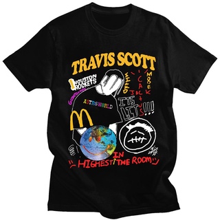 เสื้อยืดอินเทรนด์ผู้ชายอินเทรนด์ผู้หญิงเสื้อยืดคอกลม ทรงหลวม พิมพ์ลายกระบองเพชร Travis Scott Cactus Jack Astroworld