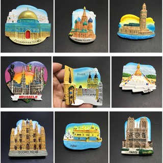 bestprice1920 World Travel Tourist Souvenir Resin Fridge Magnet Kitchen Decor สติกเกอร์ตู้เย็น