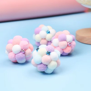 【J】BABY PET😺ของเล่นแมว ลูกบอลปอมปอม ลูกบอลกระดิ่ง สีสวยมีเสียง