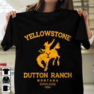 [S-5XL] 【Chic Tops】gildan เสื้อยืด ผ้าฝ้าย 100% พิมพ์ลาย Yellowstone Dutton Ranch สีดํา สําหรับผู้ชาย ไซซ์ S-6Xl