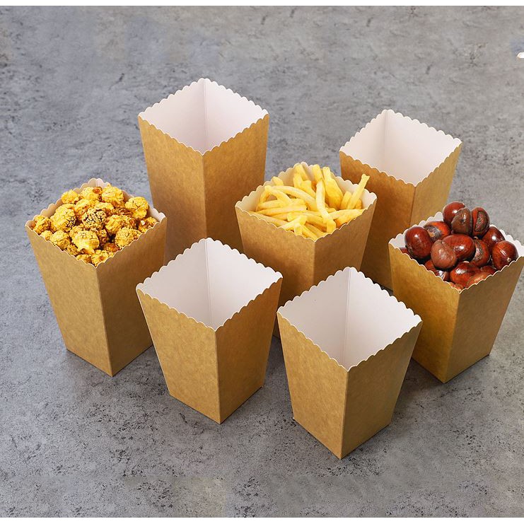 กล่องป๊อบคอร์น-แก้วป๊อบคอร์น-กล่องกระดาษใส่เกาลัด-ป๊อบคอร์น-ไก่ป๊อบ-ขนม-เบเกอรี่-กระดาษคราฟหนาอย่างดี-popcorn