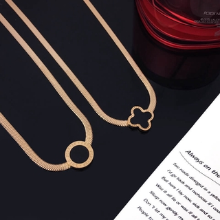 สร้อยคอโซ่ไทเทเนียมเหล็กรูปก้างปลาสีโรสโกลด์สําหรับผู้หญิง 18K