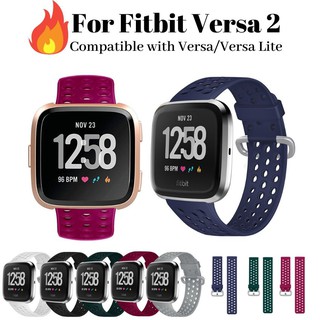 Fitbit Versa2 / Versa สายซิลิโคนสร้อยข้อมือระบายอากาศเปลี่ยน SportBands เข้ากันได้กับ Fitbit Versa Lite (AONEE)
