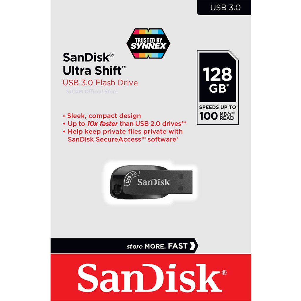 ภาพสินค้าSanDisk Ultra Shift USB 3.0 Flash Drive SDCZ410 32 64 128 Black compact design แฟลซไดร์ฟ ประกัน Synnex 5ปี จากร้าน sjcam_officialstore บน Shopee ภาพที่ 1