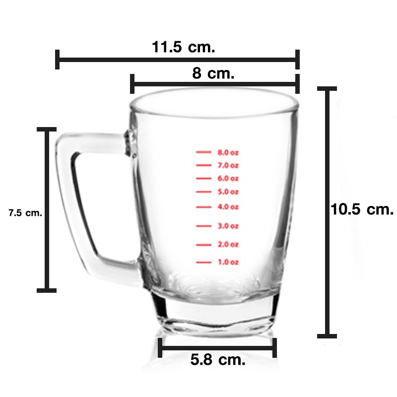 แก้วตวง-8-ออนซ์-มีหูจับ-สำหรับชงเครื่องดื่ม-มีขีดวัดปริมาณ