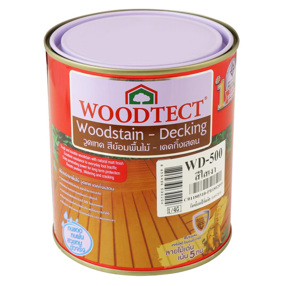 สีย้อมพื้นไม้-woodtect-500-สีใส-1-4-แกลลอน-สีย้อมไม้เทคโนโลยีเฉพาะจาก-woodtect-มีคุณสมบัติรักษาเนื้อไม้เหมาะสำหรับงานภา