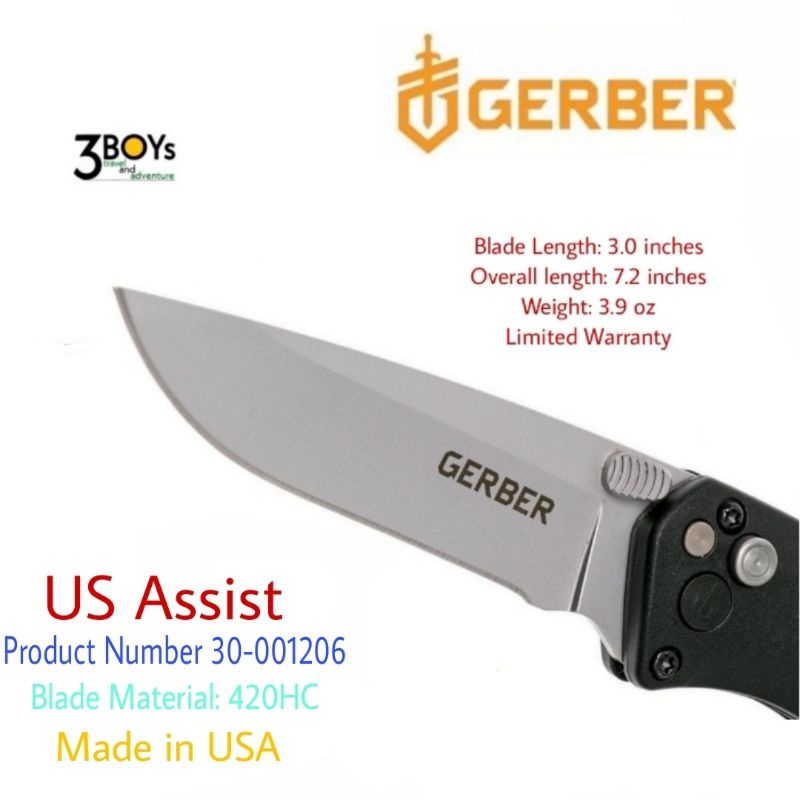 มีด-gerber-us-assist-รุ่น-30-001206-ใบมีด-420hc-fe-ด้ามจับไนลอน-ของแท้-น้ำหนักเบา-ผลิต-อเมริกา