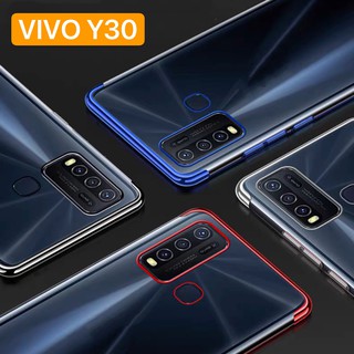 Case  Vivo Y30 เคสวีโว่ เคสนิ่ม ขอบสีหลังใส เคสกันกระแทก สวยและบาง TPU CASE เคสซีลีโคน สินค้าใหม่ VIVO Y30 ส่งจากไทย