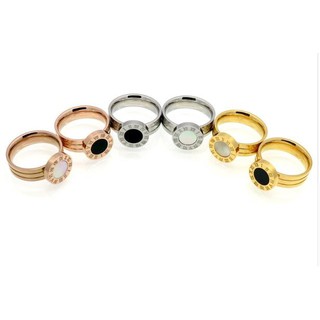 แหวน สแตนเลส โรสโกลด์ โรมัน Stainless Steel Rose Gold Roman พื้นดำ ตัวเลขโรมัน แหวนสแตนเลส เครื่องประดับ แหวนแฟชั่น