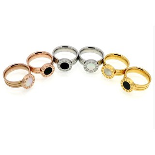 แหวน สแตนเลส โรสโกลด์ โรมัน Stainless Steel Rose Gold Roman พื้นดำ ตัวเลขโรมัน แหวนสแตนเลส เครื่องประดับ แหวนแฟชั่น