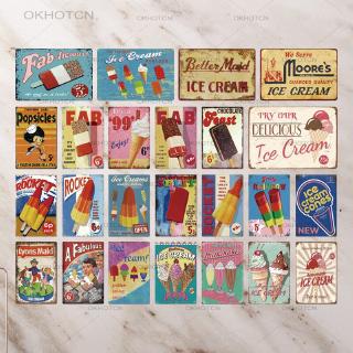 2020 Ice Cream Signs Plaque Metal Vintage Ice Lolly Retro Metal Tin Sign Wall Decor for Ice Cream Shop Iron Painting Decorative Plate