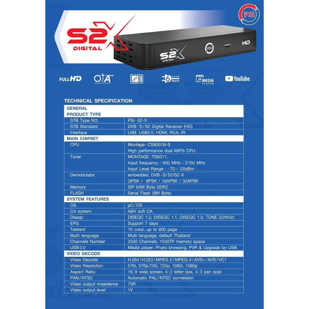 ภาพหน้าปกสินค้ากล่องดาวเทียม PSI รุ่น S2X DIGITAL**PSI รุ่นใหม่ล่าสุด คมชัดกว่าเดิม **(รองรับ KU + Cban ภาพสีสดคมชัดกว่าเดิมสะใจ) จากร้าน wangair บน Shopee