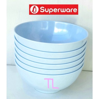 superware ชามโคม7"=6ชิ้น สีฟ้ากลม ซุปเปอร์แวร์เกรดA