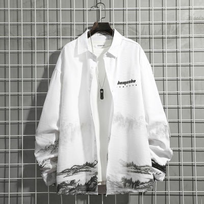 เสื้อเชิ้ตแขนยาวผู้ชาย-สไตล์เกาหลี-สีพื้น