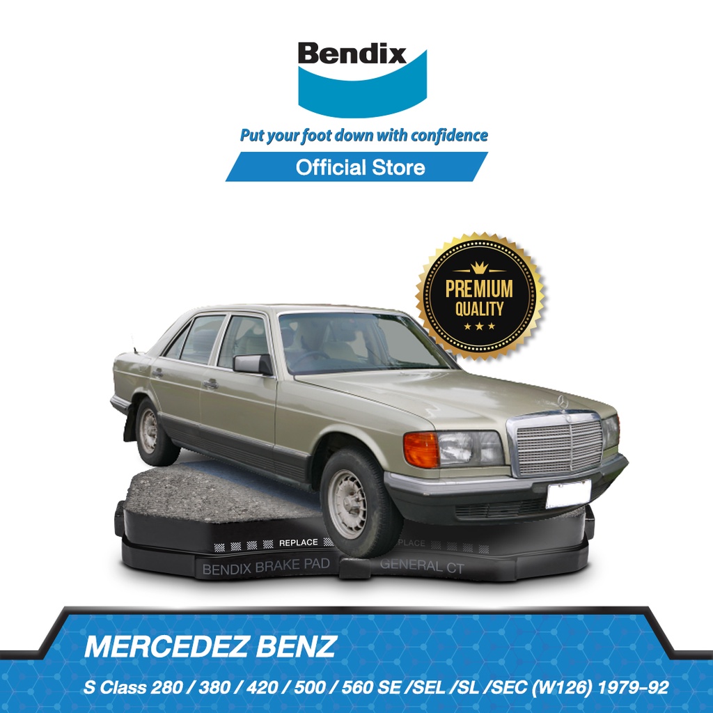 bendix-ผ้าเบรค-benz-w126-280-380-420-500-560-se-sel-sl-sec-ปี-1979-92-ดิสเบรคหน้า-ดิสเบรคหลัง-db243-db2g