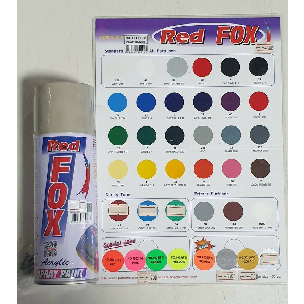 REDFOX สีสเปรย์ 400cc สเปรย์ RED FOX สีทับหน้า-รองพื้น-สีสะท้อนแสง ...