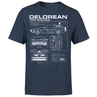 เสื้อยืดผ้าฝ้ายพิมพ์ลายขายดี Back To The Future Delorean Schematic T-Shirt - Navy Cool Casual Pride T Shirt 0wdD
