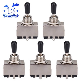 5Pc Guitar 3 Way Toggle Switch, Metal Enclosed 3 Way Selector Switch with Black Tip Knob for Lp Style Electric Guitar