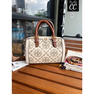 (แท้ 💯%‼ Factory) Tory Burch T-Monogram Mini Embossed Wine Bucket Bag