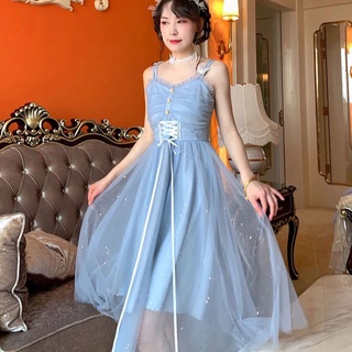 🔥🍒NEW🎀French Super Fairy Butterfly Tie Waist Sling Mid-Length Sparkling Mesh Fairy Dress + Sunscreen Blouses